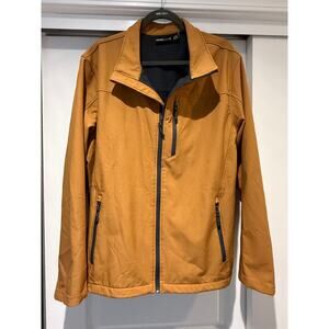Men’s Swiss tech, soft shell jacket light brown Sz XL full zip pockets | EUC